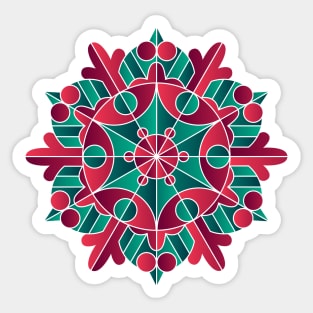 Poinsettia Mandala Snowflake Geometric Design Sticker